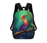 sinyumoney Rainbow Hummingbird in Amazon Rainforest Rucksacks 3D Printed Children 17inch Backpacks Fashion Casual Daypack Travel Bags Outdoor Casual Daypack for Boy And Girl