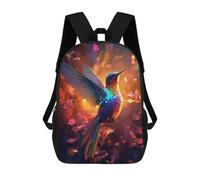 sinyumoney Rainbow Hummingbird in Flames Kids School Backpack School Bag 3D Printed School Bag for Boys Elementary And Middle School Students 17inch