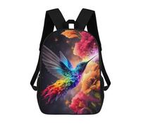 sinyumoney Rainbow Hummingbird in Flight Backpack School Rucksack Casual Daypacks School Work Travel Bag for Camping Outdoor Adventures And Daily Travel 17inch