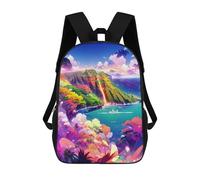 sinyumoney Rainbow Island Paradise Print Children's Backpack School Bag for Adult And Kids Travel Daypack 17inch