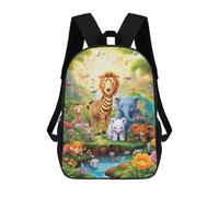 sinyumoney Rainbow Jungle Friends Backpack Cartoon Plush Bag, 3D Backpack for Kids School Bag Birthday Gift Idea for Boys And Girls 17inch