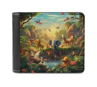 sinyumoney Rainbow Jungle Paradise -2 3D Print PU Men's Leather Wallet Use Holds Bills Leather RFID Slim Elegant Wallets 11.7cm*9.5cm