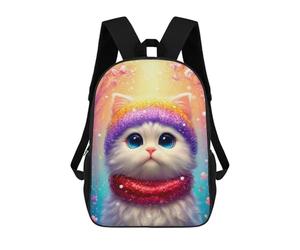 sinyumoney Rainbow Kitty in Winter Wonderland Backpack School Computer Rucksack for School/Work/Travel- Perfect for Travel, Work And Daily Use 17inch