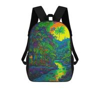sinyumoney Rainbow Lagoon Sunset Backpack for School 3D Printed Boys Girls School BagChildren Bookbag Travel Rucksack 17inch