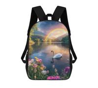 sinyumoney Rainbow Lake with Swan Backpack School Bag Lightweight Casual Daypack School Backpacks for Teenage Girls Boys Women Men 17inch
