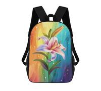 sinyumoney Rainbow Lily Flower Art Print School Backpack Water Resistant Travel Backpack Computer Bag for Men, Women & Teenage Boys 17inch