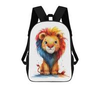 sinyumoney Rainbow Lion 3D Printed Children's School Backpack for Kids High Capacity Travel Rucksacks Book Bags Kids School Bag Back Pack 17inch