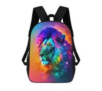 sinyumoney Rainbow Lion Galaxy Art Print Children's Backpack, 17 Inch 3D Printed School Backpack, Backpack Cartoon Adjustable School Bag for Primary School