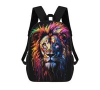 sinyumoney Rainbow Lion Kids School Backpack School Bag 3D Printed School Bag for Boys Elementary And Middle School Students 17inch