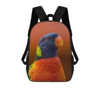 sinyumoney Rainbow Lorikeet Portrait 3D Printed 17 Inch School Backpack Children's Backpacks 3D Printed Cool Knapsack for Boys Elementary And Middle