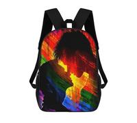 sinyumoney Rainbow Love Silhouette Backpacks Kids School Backpack School Bag 3D Printed School Bag for Boys Elementary And Middle School Students 17inch