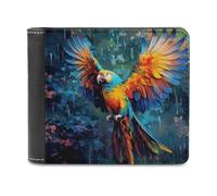 sinyumoney Rainbow Macaw in Flight 3D Print PU Leather Wallet Use Holds Bills RFID Blocking Stylish Durable Purse Craftsmanship Gifts 11.7cm*9.5cm