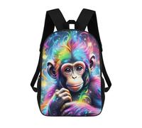 sinyumoney Rainbow Monkey Whimsy Backpack for School 3D Printed Boys Girls School BagChildren Bookbag Travel Rucksack 17inch