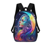 sinyumoney Rainbow Moon Goddess Rucksack Daypacks Business Backpack Water Resistant Bookbag for Men/Women 17inch