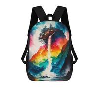 sinyumoney Rainbow Mountain Falls Backpacks Kids School Backpack School Bag 3D Printed School Bag for Boys Elementary And Middle School Students 17inch
