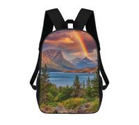 sinyumoney Rainbow Mountain Lake Scenery Children's School Backpack Fashion Casual 17inch 3D Printed School Bags Boy School Backpack Large Backpack