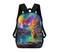 sinyumoney Rainbow Mountain Lion Serenity Kids Backpacks,3D Personalized School Bookbags for Boys Girls Large Schoolbags Casual Daypack 17inch