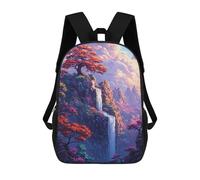sinyumoney Rainbow Mountain Waterfall Scene Backpacks 3D Printed Kids School Backpack School Bag Fashion Rucksacks for Boys Elementary And Middle School Students 17inch