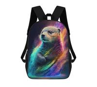 sinyumoney Rainbow Otter in Water Backpacks Kids School Backpack School Bag 3D Printed School Bag for Boys Elementary And Middle School Students 17inch
