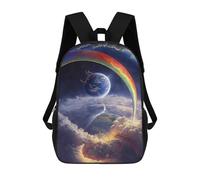 sinyumoney Rainbow Over Earth A Fantasy Scene 3D Printed 17inch Kids School Bag Rucksacks Children's School Fashion Casual Back Pack High Capacity Travel Book Bags