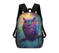 sinyumoney Rainbow Owl Forest School Bag 3D Printed 17inch Backpacks Fashion Kids School Backpack Rucksacks for Boys Elementary And Middle School Students