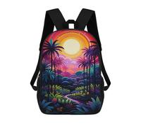 sinyumoney Rainbow Palm Forest Pathway Rucksacks 3D Printed Children 17inch Backpacks Fashion Casual Daypack Travel Bags Outdoor Casual Daypack for Boy And Girl