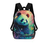 sinyumoney Rainbow Panda in Fantasy Forest Backpack School Rucksack Casual Daypacks School Work Travel Bag for Boys/Girls/Teenagers 17inch