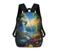 sinyumoney Rainbow Paradise with Waterfall Backpack for Boys Teen Students, Girls Rucksack Bags Toddler Elementary Middle School Bookbag 17inch
