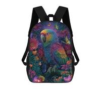 sinyumoney Rainbow Parrot Garden-1 School Backpack 3D Printed Children's 17inch Backpacks Bag Bookbag for Kids Boy Girl Book Bags Kids School Bag Travel Rucksacks
