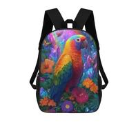 sinyumoney Rainbow Parrot Garden Rucksacks 3D Printed Children 17inch Backpacks Fashion Casual Daypack Travel Bags Outdoor Casual Daypack for Boy And Girl