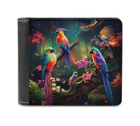 sinyumoney Rainbow Parrots in Paradise 3D Print PU Leather Wallet Slots ID Window RFID Blocking Stylish Slots Note Section Purse Youth Guys 11.7cm*9.5cm