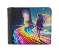 sinyumoney Rainbow Path to Dreams 3D Print Wallet Safe Protection Card RFID Blocking Banknote Compartments Fashion Slim Leather Wallet 11.7cm*9.5cm