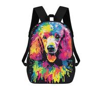 sinyumoney Rainbow Poodle School Backpack Fashion Stationery Backpack Waterproof Casual Daypacks for Teenage Girls Boys Women Men 17inch