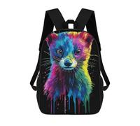 sinyumoney Rainbow Pop Art Ferret Portrait Children's Backpacks School 3D Printed Bag Bookbag for Kids Travel Rucksacks Boy Girl Book Bags Kids School Bag 17inch