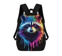 sinyumoney Rainbow Pop Art Raccoon School Backpack Lightweight Airport College Students Back Pack- Perfect for Travel, Work And Daily Use 17inch