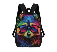 sinyumoney Rainbow Raccoon Glasses Art School Backpack Work Business College School for School/Work/Travel 17inch