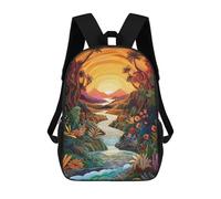 sinyumoney Rainbow River Sunset 3D Printed Children's School Backpack for Kids Travel Rucksacks Book Bags Kids School Bag 17inch