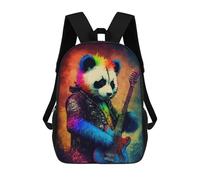 sinyumoney Rainbow Rockstar Panda Guitar Art Print Backpack School Bag Fashion Stationery Backpack Waterproof Casual Daypacks- Perfect for Travel, Work And Daily Use 17inch