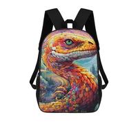 sinyumoney Rainbow Serpent in Fantasy Forest Kids School Backpack 3D Printed Fashion School Bag Casual School Bag for Boys Elementary And Middle School Students 17inch