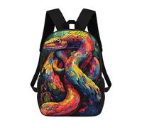 sinyumoney Rainbow Serpent in Forest Backpack Cartoon Plush Bag, 3D Backpack for Kids School Bag Birthday Gift Idea for Boys And Girls 17inch