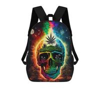 sinyumoney Rainbow Skull with Cannabis Leaf Kids Backpack Girls 3D School Bags, Children's Rucksack Toddler Schoolbag,Casual Daypacks Fashion Bookbag Bag 17inch