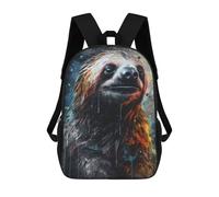 sinyumoney Rainbow Sloth Portrait Kids Backpacks,3D Personalized School Bookbags for Boys Girls Large Schoolbags Casual Daypack 17inch