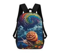 sinyumoney Rainbow Snail Journey Backpack Kids School Bag Boys Cartoon 3D Print Students Schoolbag Laptop Daypack for Boys Girls 17inch