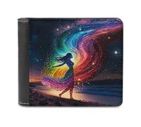 sinyumoney Rainbow Soul on The Beach 3D Print Clutch Purse Card Slots ID Banknote Compartments Soft Convenient Leather Men's Wallet 11.7cm*9.5cm
