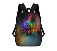 sinyumoney Rainbow Spider Web Art 3D Printed Children's School Backpack for Kids High Capacity Travel Rucksacks Book Bags Kids School Bag Back Pack 17inch