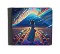 sinyumoney Rainbow Stairway to Heaven 3D Print PU Leather Men's Wallet Use Holds Bills RFID Blocking Stylish Durable Wallets Youth Guys 11.7cm*9.5cm