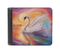 sinyumoney Rainbow Swan Sunset 3D Print PU Leather Wallet Use Holds Bills RFID Blocking Stylish Durable Purse Craftsmanship Gifts 11.7cm*9.5cm