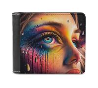 sinyumoney Rainbow Tears Fantasy Artwork 3D Print Clutch Purse ID Window Coin Slots Note Section Soft Convenient Purse Youth Guys 11.7cm*9.5cm