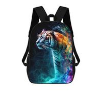 sinyumoney Rainbow Tiger Artwork 3D Printed Children's School Backpack for Kids Travel Rucksacks Book Bags Kids School Bag 17inch
