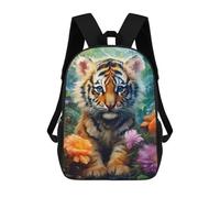 sinyumoney Rainbow Tiger Cub in Flowers School Bags Work Laptop Backpack Rucksack Bag for Campus Outdoor Travel Sports 17inch